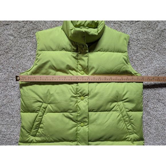Cabelas Goose Down Puffer Vest Womens Medium Green Pockets Full Zip Outdoor - Picture 7 of 7